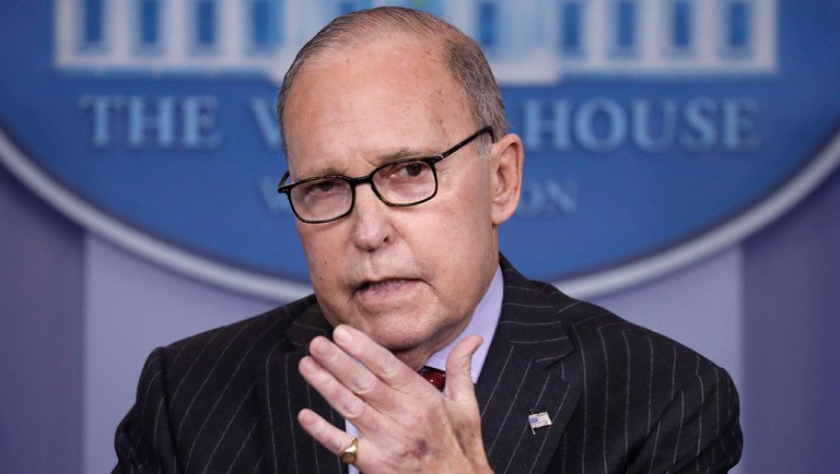 White House chief economic adviser Larry Kudlow speaks during a press briefing at the White House.
