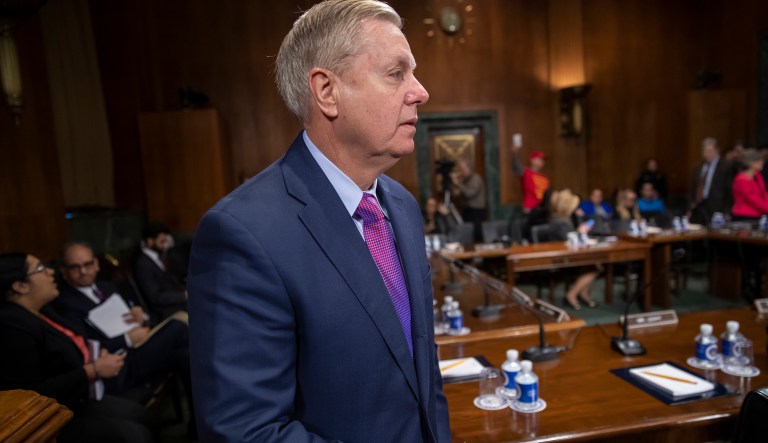 Senate Judiciary Committee Chairman Lindsey Graham, R-S.C., arrives as the panel meets on Capitol Hill in Washington, Tuesday, Jan. 29, 2019. 
