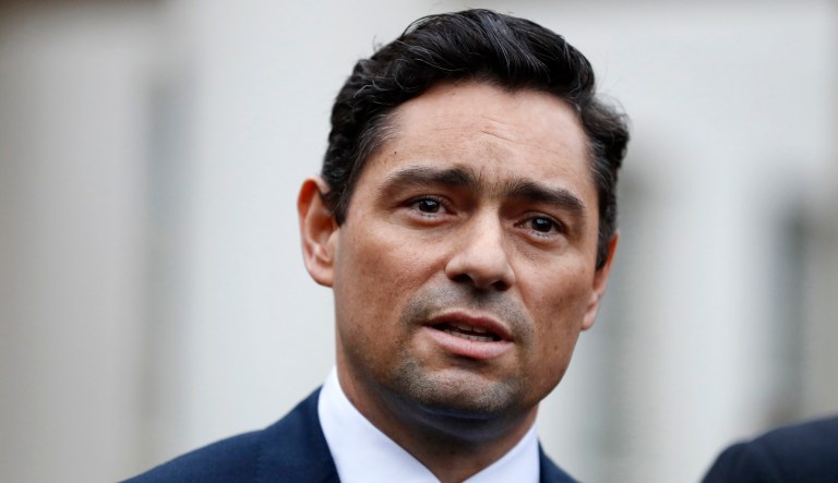 Venezuela's Carlos Vecchio speaks to the media after opposition leaders met with Vice President Mike Pence, Tuesday, Jan. 29, 2019, at the White House in Washington.
