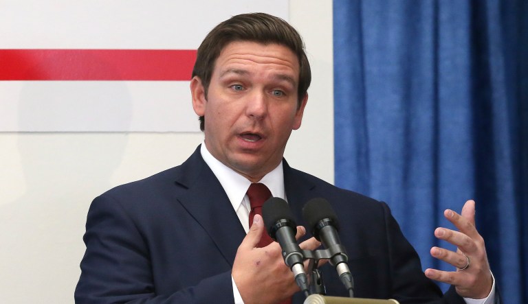 Florida Gov. Ron DeSantis speaks at a press conference.
