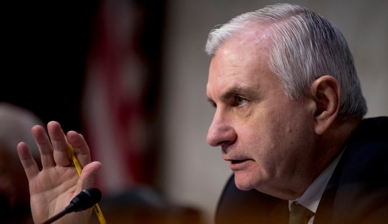 Ranking Member Sen. Jack Reed, D-R.I., questions U.S. Central Command Commander Gen. Joseph Votel as he testifies at a Senate Armed Services Committee hearing  on Capitol Hill, Tuesday, Feb. 5, 2019, in Washington. 