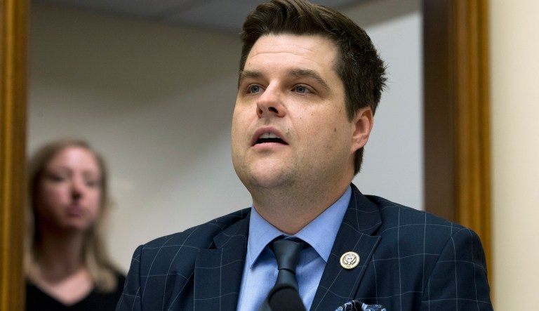 Rep. Matt Gaetz, R-Fla., speaks during a House Judiciary Committee hearing on gun violence, at Capitol Hill in Washington, Wednesday, Feb. 6, 2019.