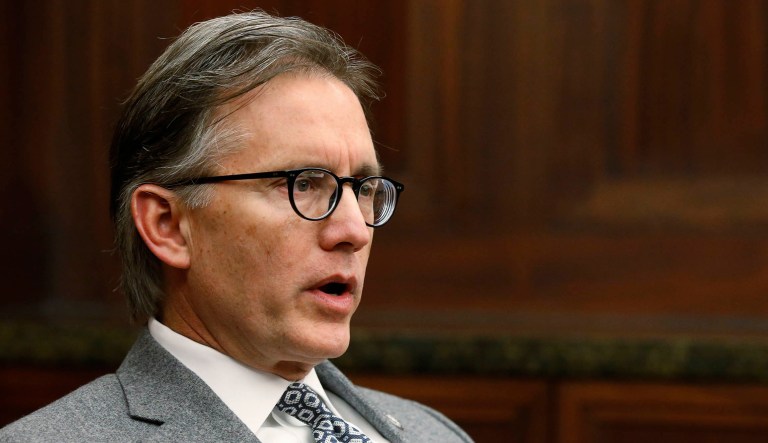 Oklahoma Attorney General Mike Hunter is pictured during an interview.