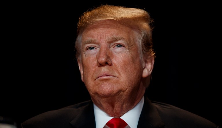 President Trump listens during the National Prayer Breakfast, Thursday, Feb. 7, 2019, in Washington.