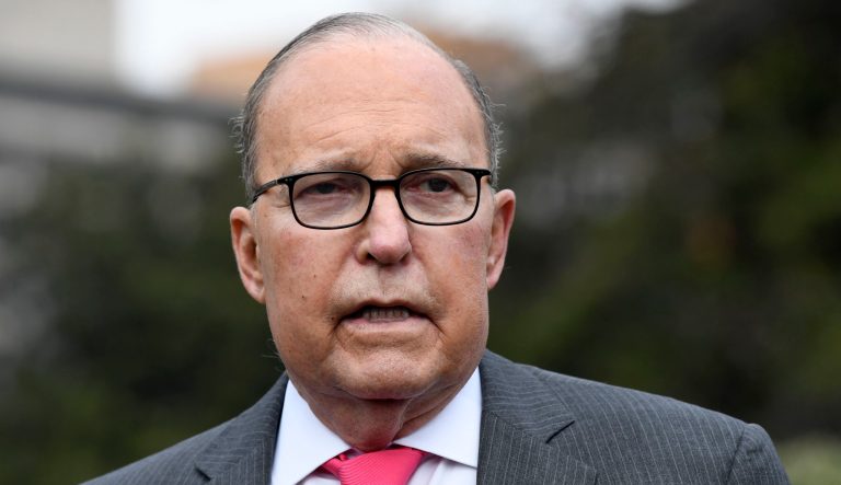 White House National Economic Council Director Larry Kudlow speaks to reporters at the White House in Washington, Thursday, Feb. 7, 2019. 