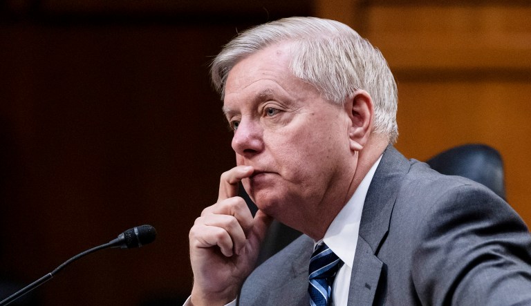Senate Judiciary Committee Chairman Lindsey Graham, R-S.C., listens during a hearing.