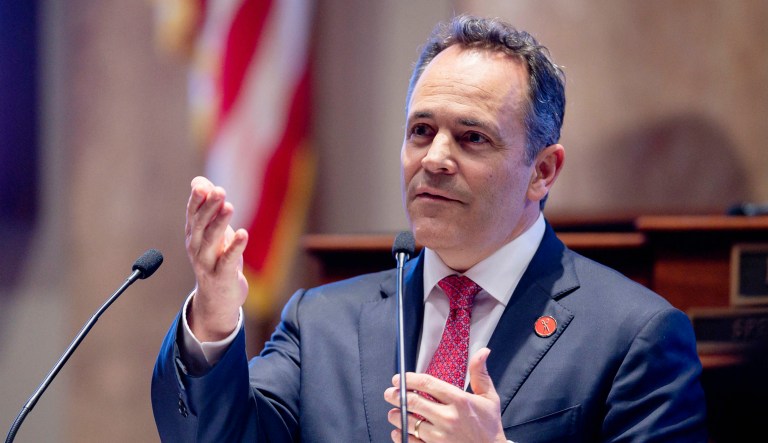 Kentucky Gov. Matt Bevin delivers a speech.