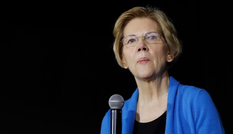 Sen. Elizabeth Warren, D-Mass., speaks.