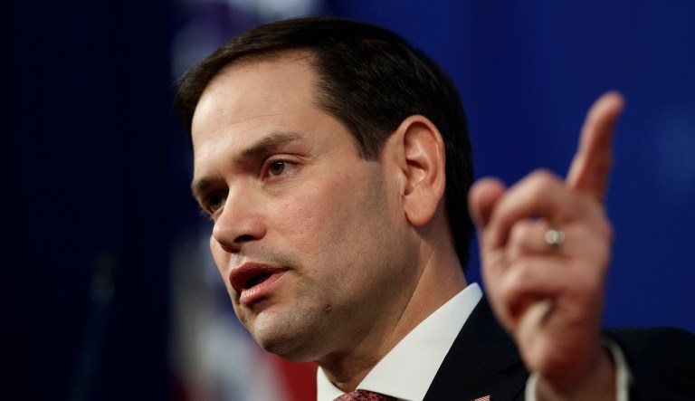 Sen. Marco Rubio, R-Fla., speaks at the Heritage Foundation in Washington, Monday, Feb. 11, 2019, about the crisis in Venezuela.
