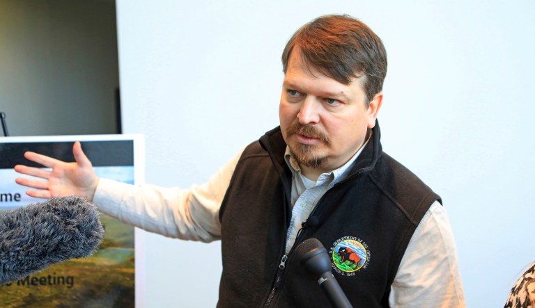 Joe Balash, assistant secretary for land and minerals management for the Department of the Interior, answers reporters' questions on proposed lease sales in the Arctic National Wildlife Refuge.