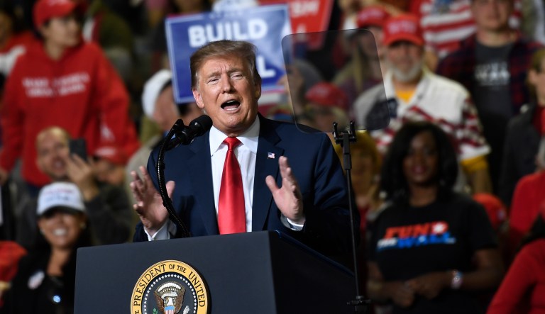 President Trump speaks during a rally in El Paso, Texas, Monday, Feb. 11, 2019. 