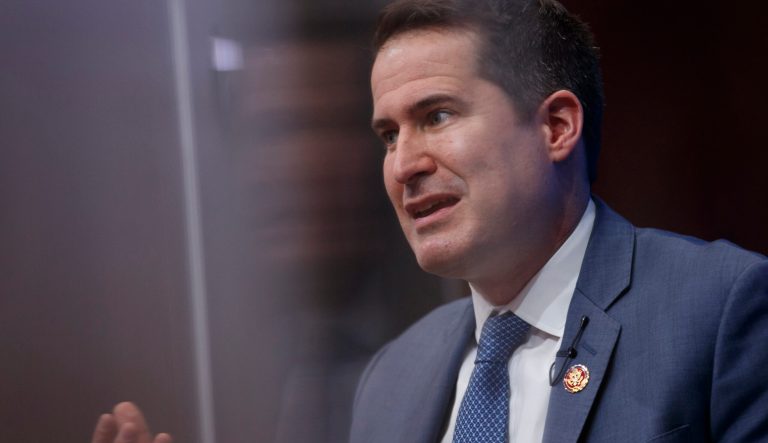 Rep. Seth Moulton, D-Mass., speaks at the Brookings Institution in Washington, Tuesday, Feb. 12, 2019, about his vision for the future of U.S. foreign policy. 