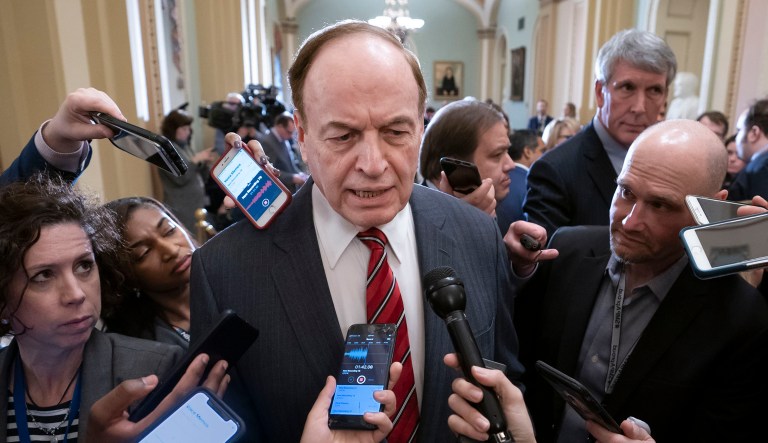 Sen. Richard Shelby, R-Ala., chair of the Senate Appropriations Committee and the top Senate border security negotiator, speaks to reporters about the bipartisan compromise worked out last night in hope of averting another government shutdown, at the Capitol in Washington, Tuesday, Feb. 12, 2019. 