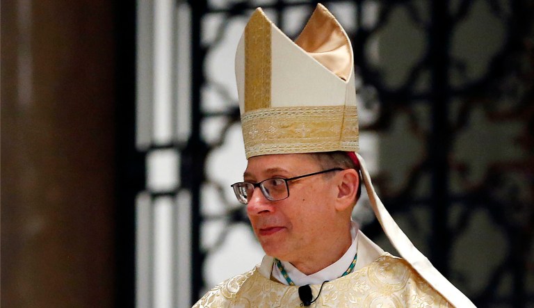 This photo shows Bishop Barry Knestout during his installation as the 13th bishop of the Catholic Diocese of Richmond at the Cathedral of the Sacred Heart in Richmond, Va.