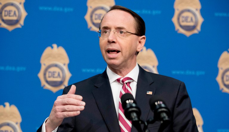 Deputy Attorney General Rod Rosenstein speaks.