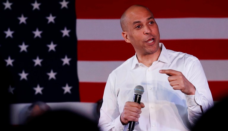 U.S. Sen. Cory Booker, D-N.J., during a campaign stop in Portsmouth, N.H., Saturday, Feb. 16, 2019. 