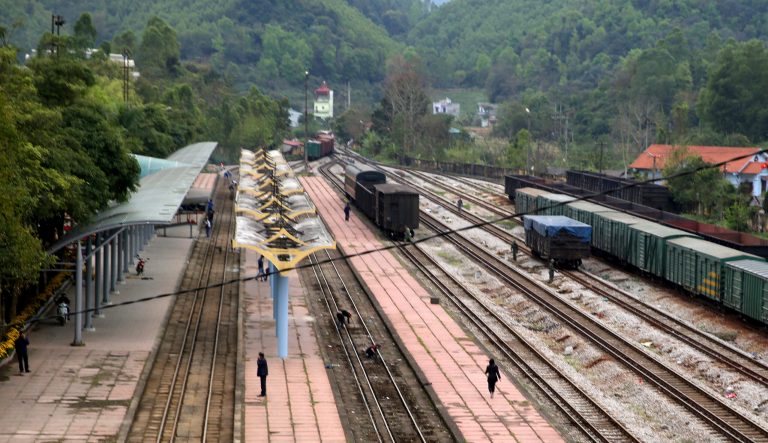 A view of the border station of Dong Dang train station where North Korean leader Kim Jong-un is expected to arrive, at the border town with China in Dong Dang, Lang Son province, Vietnam, Sunday Feb. 24, 2019. 