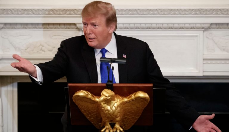 President Donald Trump speaks during the 2019 White House Business Session with Our Nation's Governors in the State Dining Room of the White House in Washington, Monday, Feb. 25, 2019. 
