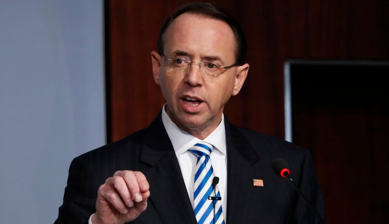 Deputy Attorney General Rod Rosenstein speaks.