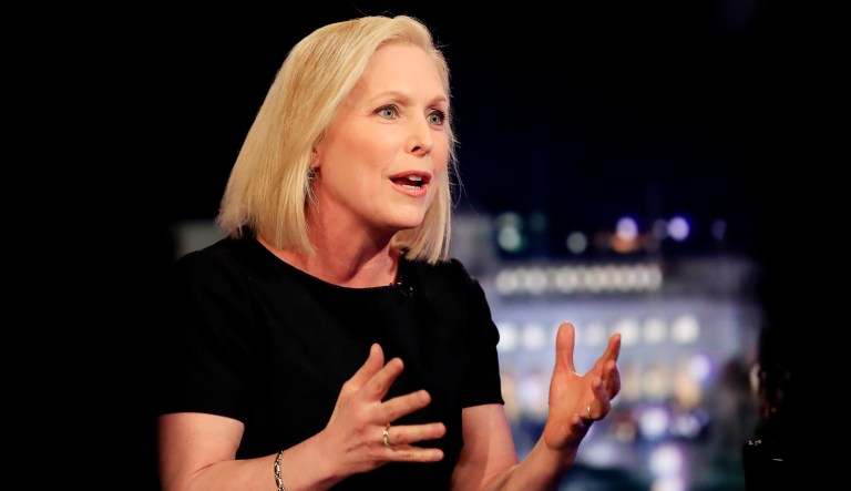 Democratic presidential candidate Sen. Kirsten Gillibrand, D-N.Y., gets interviewed.
