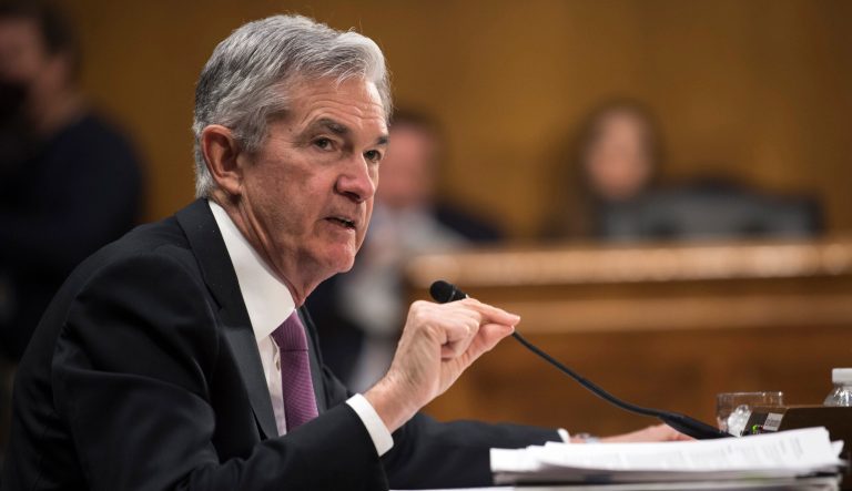 Federal Reserve Chairman Jerome Powell testifies before the Senate Banking, Housing and Urban Affairs Committee on Tuesday, Feb. 26, 2019 in Washington. 