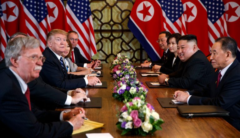 President Donald Trump speaks during a meeting with North Korean leader Kim Jong Un Thursday, Feb. 28, 2019, in Hanoi. 