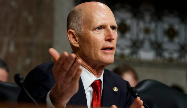 Senate Armed Services Committee member Sen. Rick Scott, R-Fla. speaks during a Senate Armed Services Committee hearing on "Nuclear Policy and Posture" on Capitol Hill in Washington, Thursday, Feb. 29, 2019. 