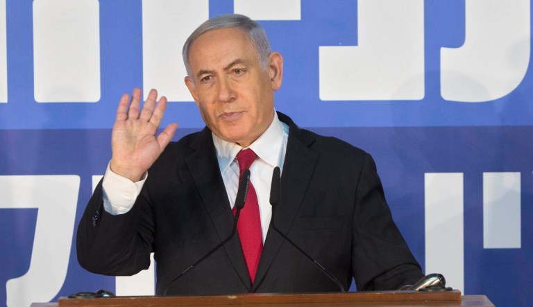 Israeli Prime Minister Benjamin Netanyahu gestures as he delivers a statement at the Prime Minister's residence in Jerusalem.