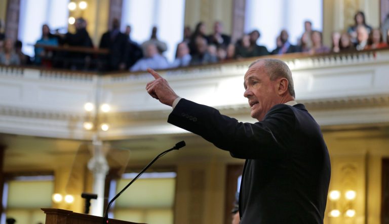 New Jersey Gov. Phil Murphy speaks during a joint meeting of the Democratic-led Assembly and Senate in Trenton, N.J., Tuesday, March 5, 2019. 