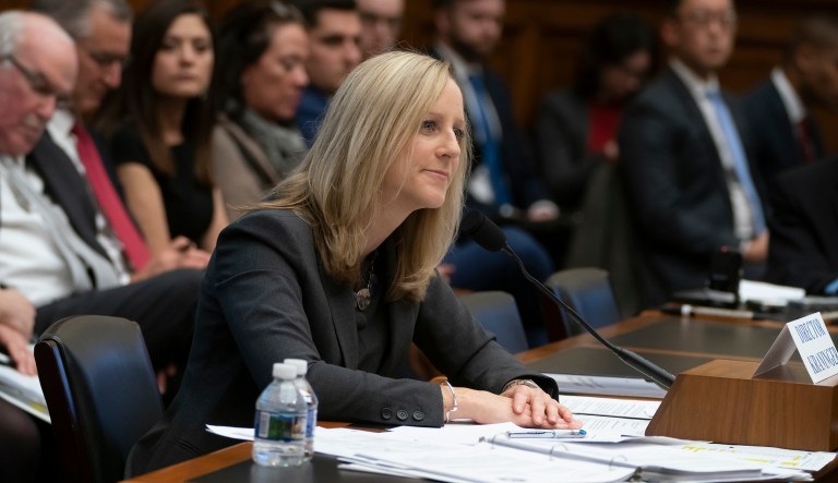Kathy Kraninger, director of the Consumer Financial Protection Bureau, takes questions from the House Financial Services Committee's biannual review of the CFPB, on Capitol Hill in Washington, Thursday, March 7, 2019.