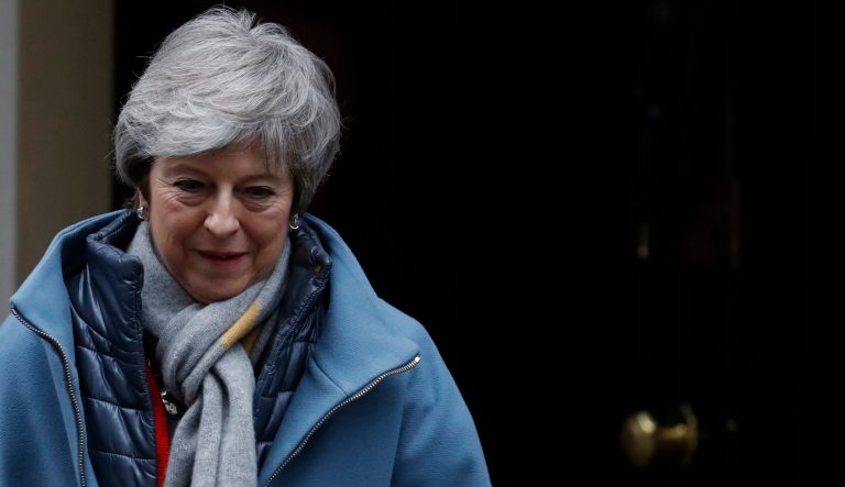 Britain's Prime Minister Theresa May leaves from Downing Street in London, Tuesday, March 12, 2019. 