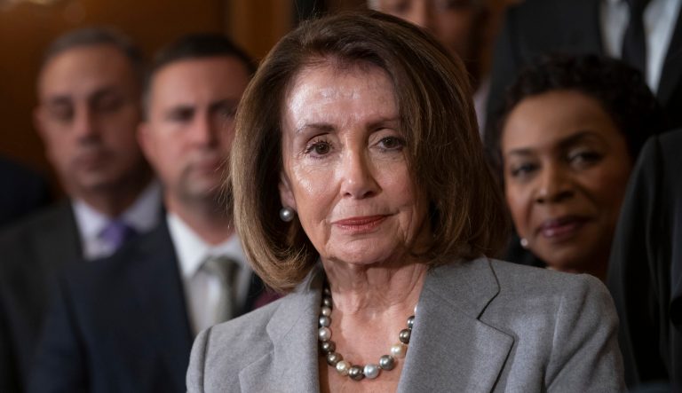 Speaker of the House Nancy Pelosi, D-Calif., is joined by fellow Democrats to introduce an immigration reform bill providing permanent legal protections and a path to citizenship for so-called Dreamers, undocumented immigrants brought to the U.S. as children, at the Capitol in Washington, Tuesday morning March 12, 2019.