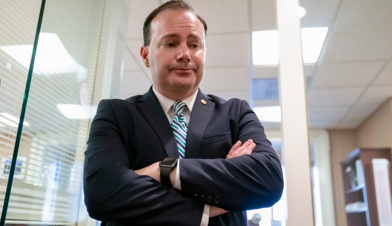 Sen. Mike Lee, R-Utah, pauses before a news conference as an 11th-hour Republican rescue mission to keep President Donald Trump from a Senate defeat on his signature issue of building barriers along the southwest border seems near collapse, at the Capitol in Washington, Wednesday, March 13, 2019.