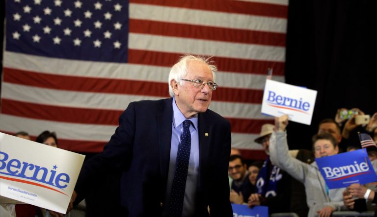 In this March 10, 2019, photo, 2020 Democratic presidential candidate Sen. Bernie Sanders, I-Vt., arrives to speak in Concord, N.H. 