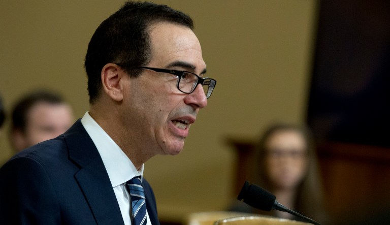 Treasury Secretary Steven Mnuchin testifies before the House Ways and Means Committee on FY'20 budget on Capitol Hill in Washington, Thursday, March 14, 2019. 