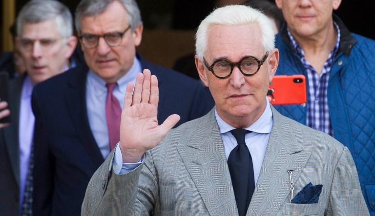 Roger Stone, an associate of President Trump, leaves the U.S. District Court in D.C.