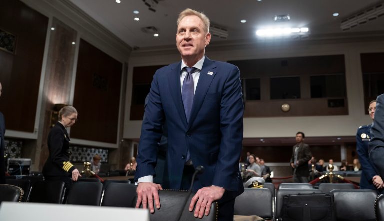 Acting Defense Secretary Patrick Shanahan goes before the Senate Armed Services Committee to discuss the Department of Defense budget, on Capitol Hill in Washington, Thursday, March 14, 2019. 