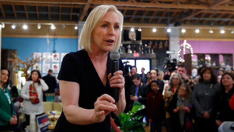 Democratic presidential candidate Sen. Kirsten Gillibrand, D-N.Y., speaks at a campaign meet-and-greet.