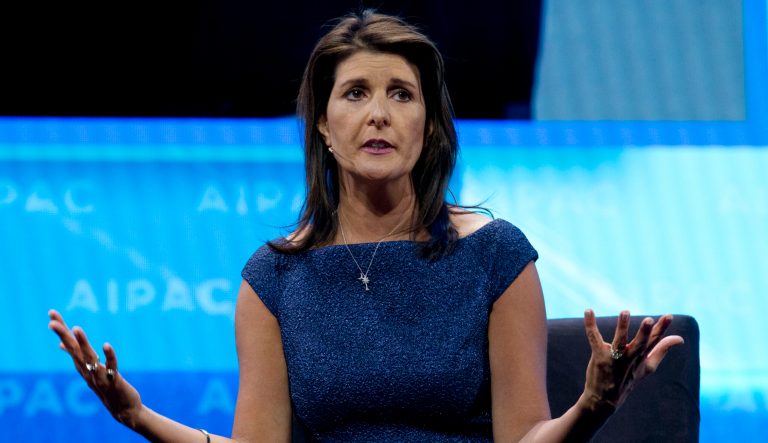 Former Ambassador to the U.N. Nikki Haley speaks at the 2019 American Israel Public Affairs Committee (AIPAC) policy conference, at Washington Convention Center, in Washington, Monday, March 25, 2019. 
