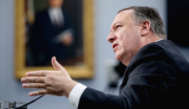 Secretary of State Mike Pompeo speaks.