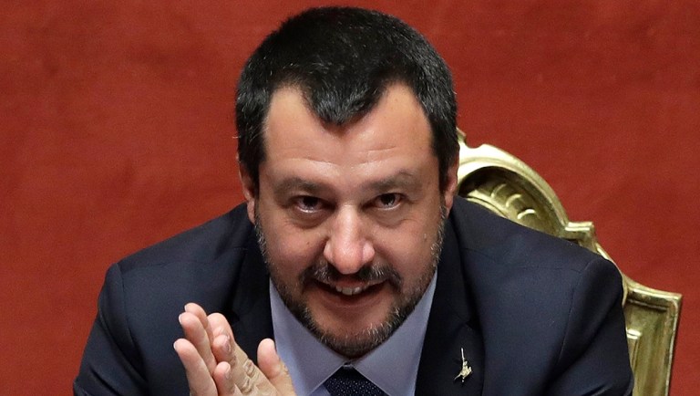 FILE - In this file photo dated Wednesday, March 20, 2019, Italian Interior Minister Matteo Salvini at the Italian Senate.