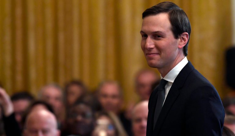 White House adviser Jared Kushner stands up as he is recognized by President Donald Trump at the 2019 Prison Reform Summit and First Step Act Celebration in the East Room of the White House in Washington, Monday, April 1, 2019. 