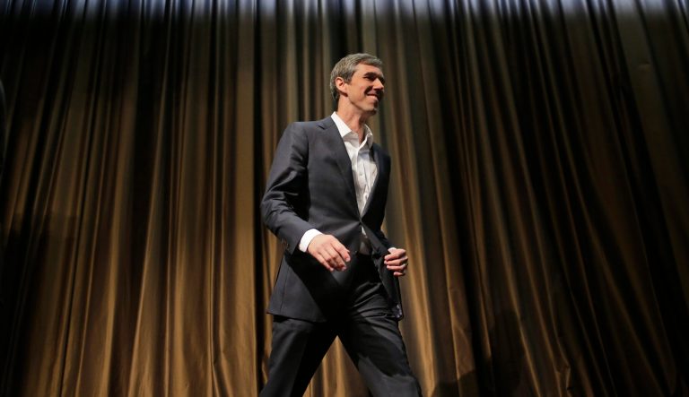 Democratic presidential candidate and former Texas congressman Beto O'Rourke leaves the stage after speaking during the National Action Network Convention in New York, Wednesday, April 3, 2019. 