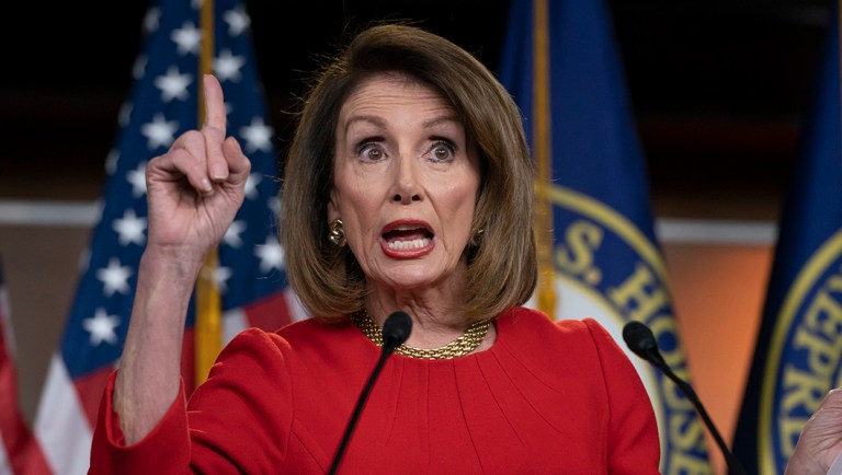 Speaker of the House Nancy Pelosi, D-Calif., speaks during a news conference on Capitol Hill in Washington.