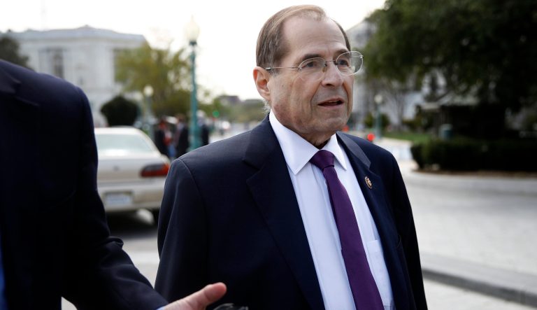 House Judiciary Committee Chair Jerrold Nadler, D-N.Y., speaks with a reporter as he departs a news conference Thursday, April 4, 2019, on Capitol Hill in Washington. 