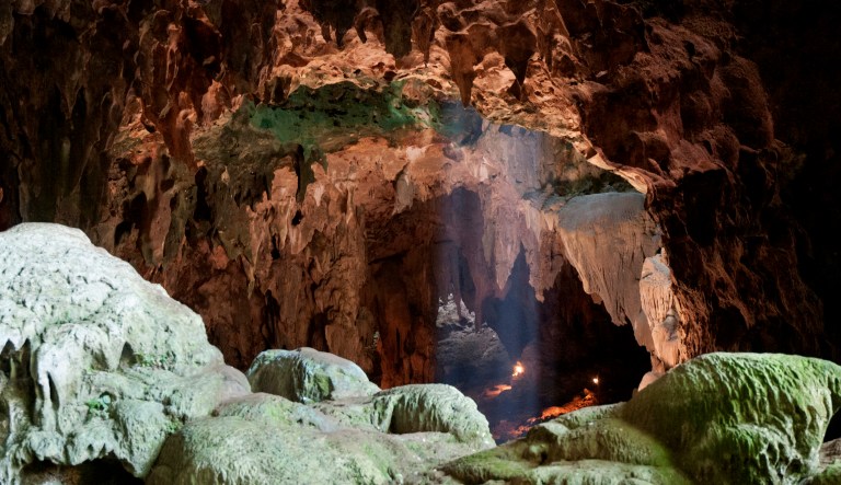 This undated photo provided by the Callao Cave Archaeology Project in April 2019 shows Callao Cave on Luzon Island of the Philippines, where the fossils of Homo luzonensis were discovered.