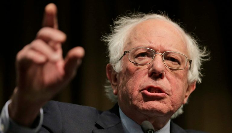Sen. Bernie Sanders speaks during the National Action Network Convention in New York, Friday, April 5, 2019. 