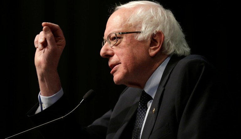 U.S. Sen. Bernie Sanders, I-Vt., a candidate for the 2020 Democratic presidential nomination, addresses during the National Action Network Convention in New York, Friday, April 5, 2019.