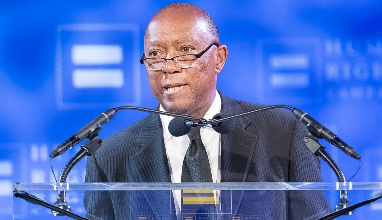 Houston Mayor Sylvester Turner speaks at the Human Rights Campaign annual dinner on Saturday, April 6, 2019 in Houston.