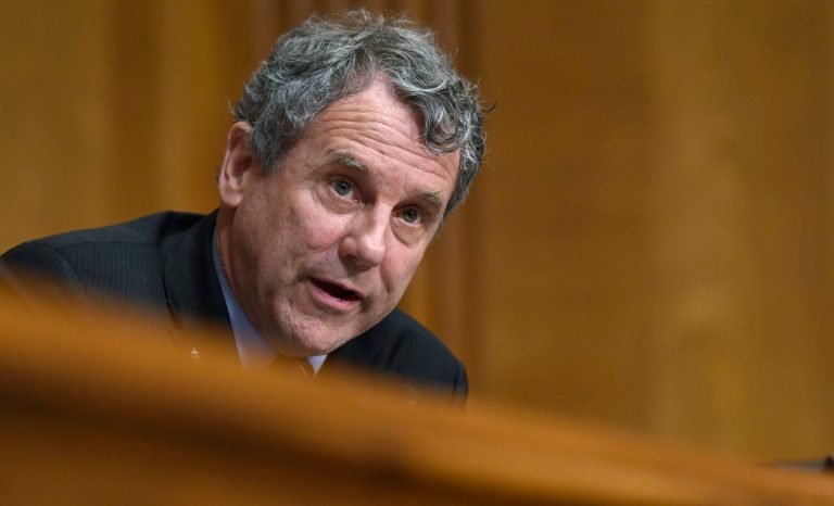 Sen. Sherrod Brown, D-Ohio, speaks during a Senate Finance Committee hearing on Capitol Hill in Washington, Tuesday, April 9, 2019.